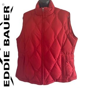 EDDIE Bauer Red Quilted Insulated Goose Down Full Zipper Size L